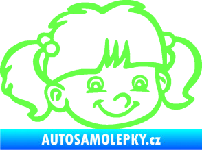 Samolepka Dítě v autě 035 pravá holka hlavička Fluorescentní zelená
