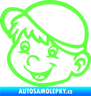 Samolepka Dítě v autě 038 levá kluk hlavička Fluorescentní zelená