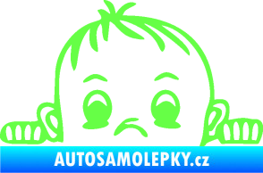 Samolepka Dítě v autě 045 levá chlapeček hlavička Fluorescentní zelená