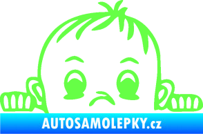 Samolepka Dítě v autě 045 pravá chlapeček hlavička Fluorescentní zelená
