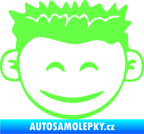 Samolepka Dítě v autě 048 levá kluk hlavička Fluorescentní zelená