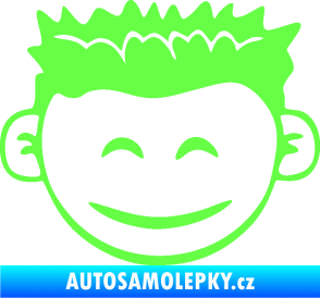 Samolepka Dítě v autě 048 pravá kluk hlavička Fluorescentní zelená