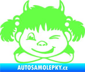 Samolepka Dítě v autě 056 levá holčička čertice Fluorescentní zelená