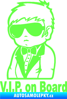 Samolepka Dítě v autě 058 s textem chlapec s brýlemi Fluorescentní zelená