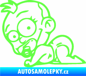 Samolepka Dítě v autě 067 levá lezoucí miminko Fluorescentní zelená