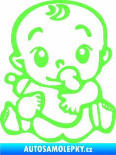 Samolepka Dítě v autě 069 levá mimčo s lahvičkou Fluorescentní zelená