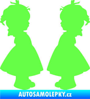 Samolepka Dítě v autě 072 dvě holčičky sourozenci Fluorescentní zelená