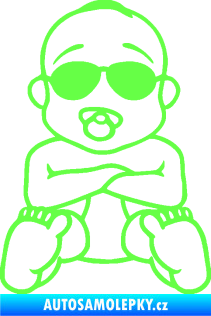 Samolepka Dítě v autě 074 mimčo s brýlemi Fluorescentní zelená