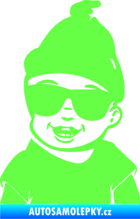 Samolepka Dítě v autě 081 levá chlapeček v brýlích Fluorescentní zelená
