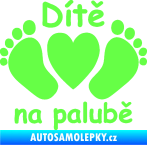 Samolepka Dítě v autě 089 nožičky s nápisem Fluorescentní zelená