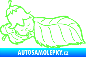 Samolepka Dítě v autě 107 levá spinká na lístečku Fluorescentní zelená