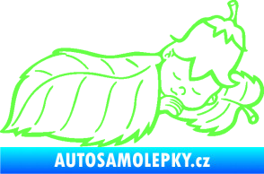Samolepka Dítě v autě 107 pravá spinká na lístečku Fluorescentní zelená