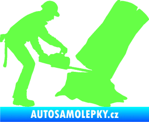 Samolepka Dřevorubec 003 pravá pila Fluorescentní zelená