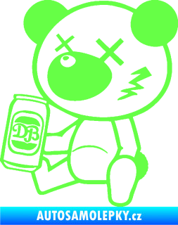 Samolepka Drunk bear 001 levá medvěd s plechovkou Fluorescentní zelená