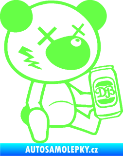 Samolepka Drunk bear 002 pravá medvěd s plechovkou Fluorescentní zelená