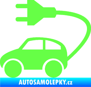 Samolepka Elektro auto 002 levá symbol zásuvka Fluorescentní zelená