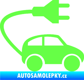 Samolepka Elektro auto 002 pravá symbol zásuvka Fluorescentní zelená