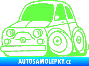 Samolepka Fiat 500 karikatura levá Fluorescentní zelená