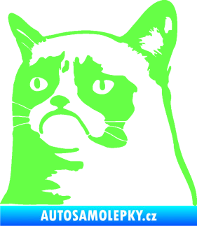 Samolepka Grumpy cat 002 levá Fluorescentní zelená