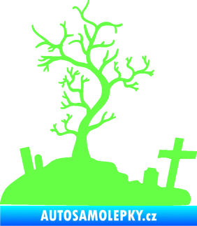 Samolepka Halloween 019 levá hřbitov Fluorescentní zelená