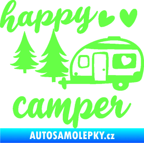 Samolepka Happy camper levá cestování Fluorescentní zelená