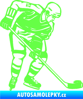 Samolepka Hokejista 029 pravá Fluorescentní zelená