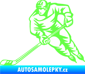 Samolepka Hokejista 030 levá Fluorescentní zelená