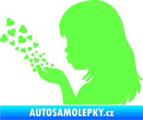 Samolepka Holčička se srdíčky levá Fluorescentní zelená