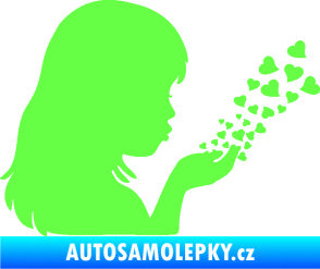 Samolepka Holčička se srdíčky pravá Fluorescentní zelená