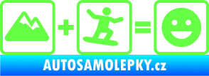 Samolepka Hory + snowboard = veselý smajlík Fluorescentní zelená