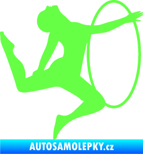 Samolepka Hula Hop 002 pravá gymnastka s obručí Fluorescentní zelená