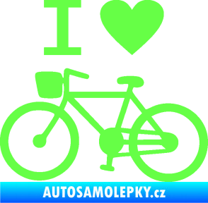 Samolepka I love cycling levá Fluorescentní zelená