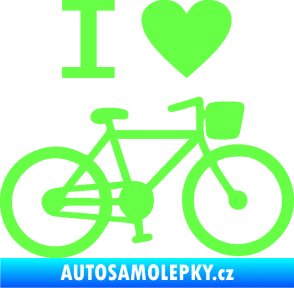 Samolepka I love cycling pravá Fluorescentní zelená