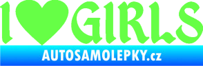 Samolepka I love girls nápis se srdcem Fluorescentní zelená