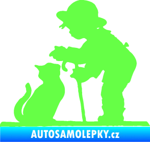 Samolepka Interiér 002 pravá dítě s kočičkou Fluorescentní zelená
