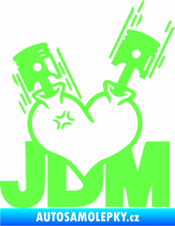 Samolepka JDM heart  Fluorescentní zelená