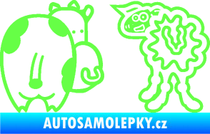 Samolepka JDM kravička a ovečka 001 levá Fluorescentní zelená