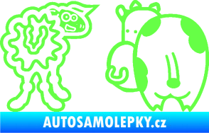 Samolepka JDM kravička a ovečka 001 pravá Fluorescentní zelená