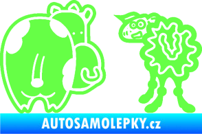 Samolepka JDM kravička a ovečka 002 levá Fluorescentní zelená