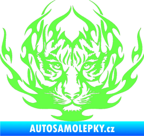 Samolepka Kapota 033 tygr v plamenech Fluorescentní zelená