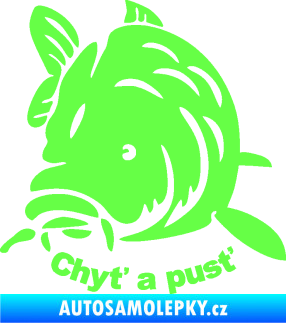 Samolepka Kapr 003 chyť a pusť Fluorescentní zelená