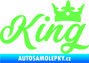 Samolepka King nápis s korunou Fluorescentní zelená