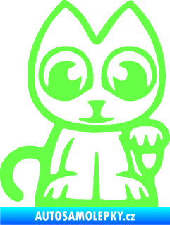 Samolepka Kočička lucky cat JDM pravá Fluorescentní zelená