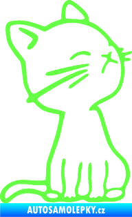 Samolepka Kočka 016 pravá Fluorescentní zelená