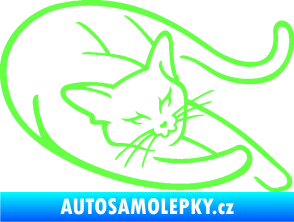 Samolepka Kočka 022 pravá Fluorescentní zelená