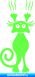 Samolepka Kočka 023 levá s drápanci Fluorescentní zelená