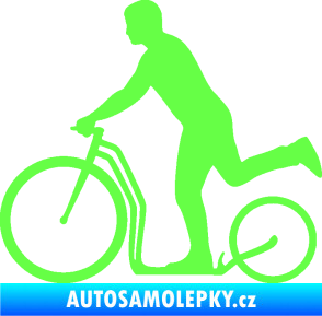 Samolepka Koloběžka 001 levá jízda  Fluorescentní zelená