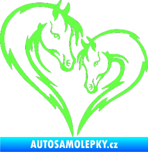 Samolepka Koníci 002 - levá srdíčko kůň s hříbátkem Fluorescentní zelená