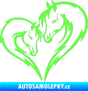 Samolepka Koníci 002 - pravá srdíčko kůň s hříbátkem Fluorescentní zelená