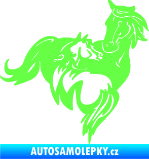 Samolepka Koníci 007 pravá klisna s hříbětem Fluorescentní zelená